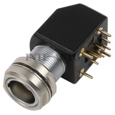 INT-ZXG B series elbow receptacle for printed circuit boards with two nuts (solder or screw fix, back panel mounting)