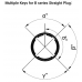 INT-TGG.00(Z) 00B series straight plug, cable collet, 1 key (alpha=0), 2, 3, 4, 5 pins, M7 size, nut for fitting bend relief